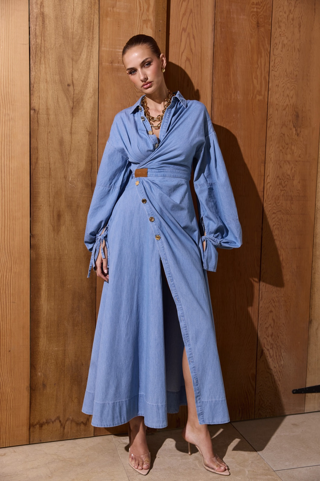 Solene Denim Wrap Dress